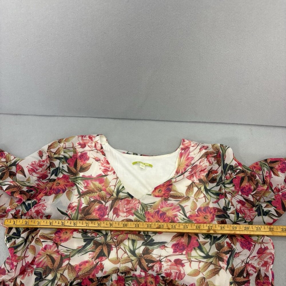 Gianni Bini Chiffon V Neck Shift Dress Wava Sz Medium Poppy Floral Print, Boho‎ - Picture 9 of 15